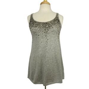 EILEEN FISHER Gray Cotton Cashmere Beaded Sleeveless Top Size XS #S1SCK Tank